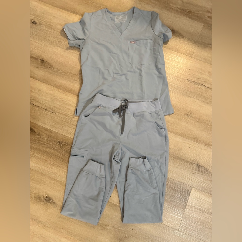 FIGS - Light Blue Scrub Top and Pant Set Medium Top, Medium Pant
